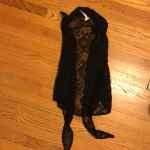 Black Lace Top with Tie